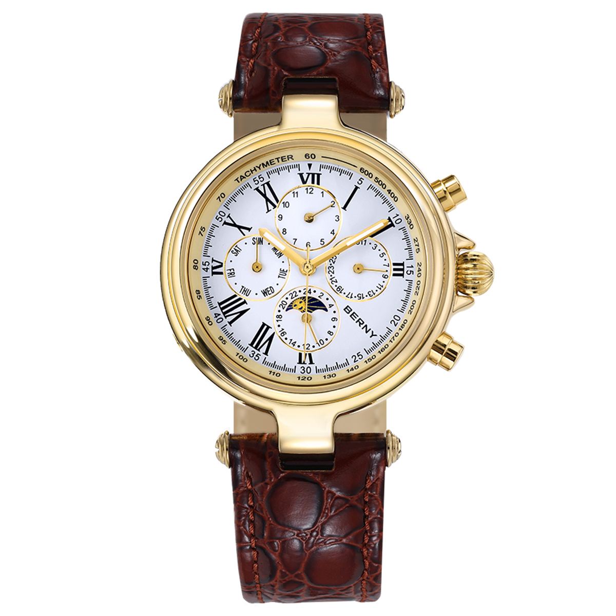 Seiko Watch Presage - BERNY 레트로 오토매틱 남성용 시계 Sun&Moon