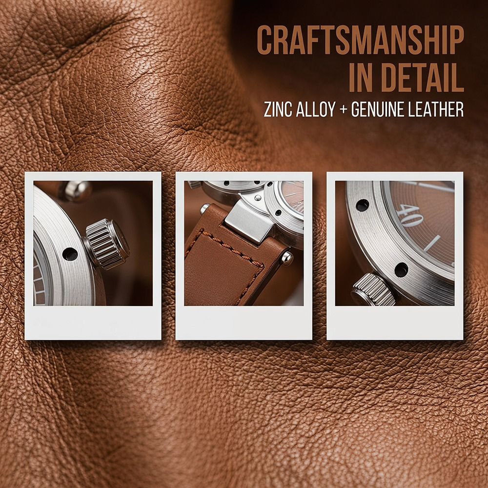 Compass Watch Luxury - 럭셔리 PU 가죽 스트랩 빅페이스 시계