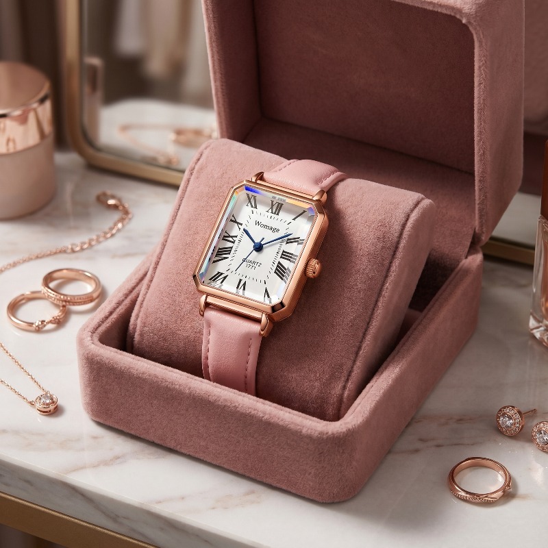 Luxury Watch Girl - 여성을위한 패션 직사각형 쿼츠 시계 럭셔리