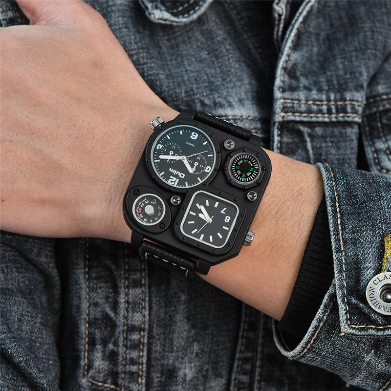 Compass Watch Luxury - Oulm 클래식 블랙 캐주얼 시계 남성