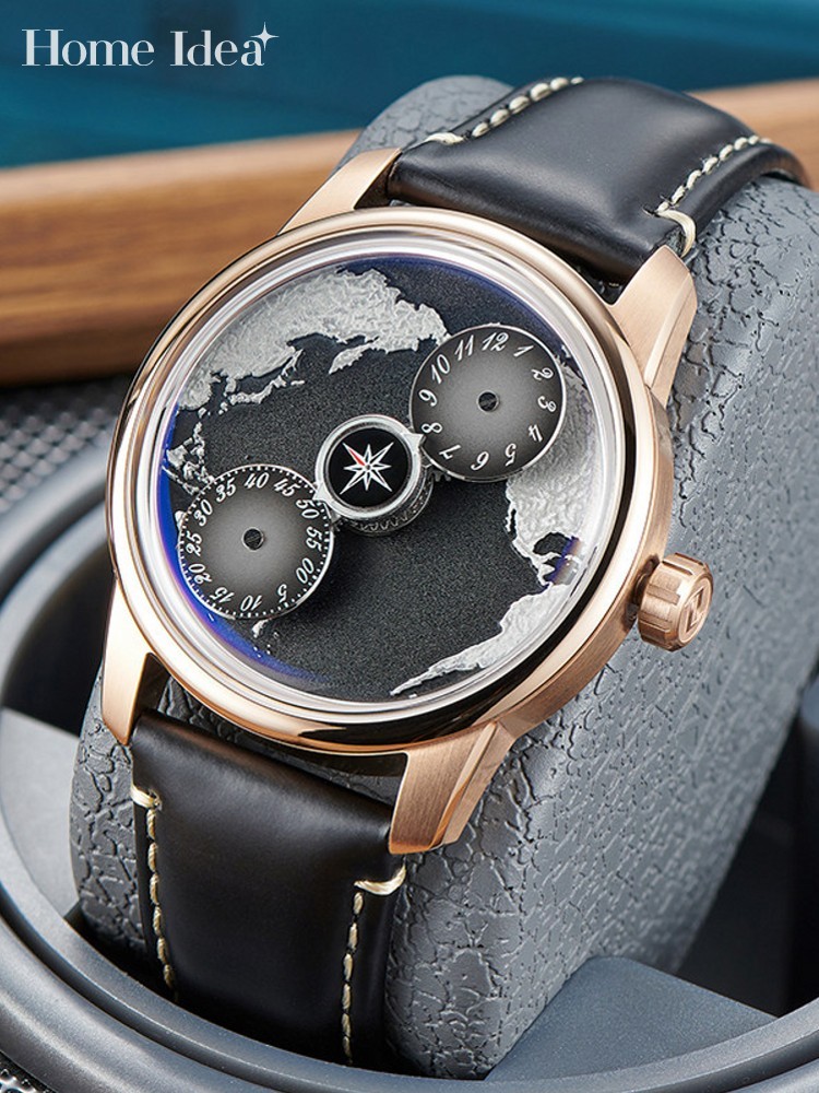 Compass Watch Luxury - 캐주얼 남성용 블루 플래닛 풀 오토매틱