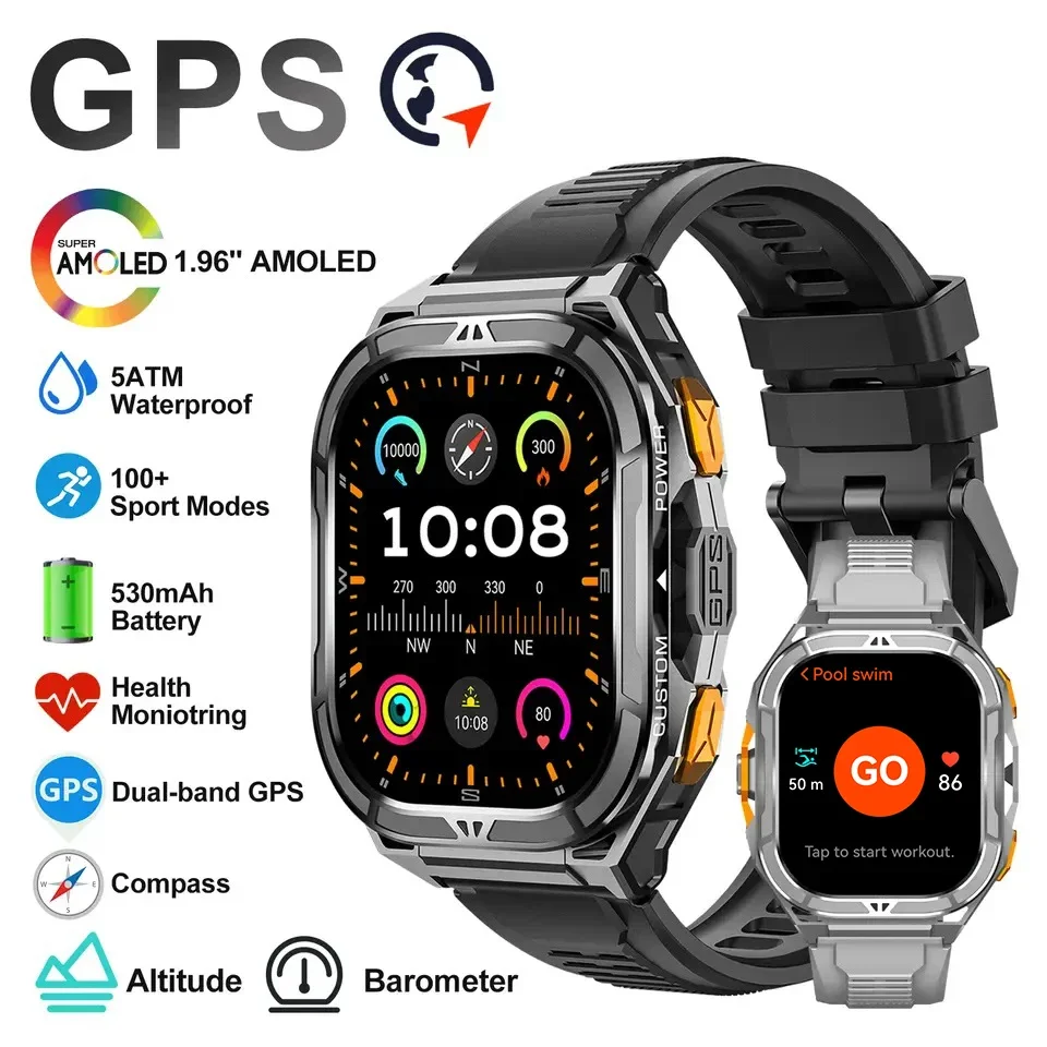 Compass Watch Luxury - 럭셔리 AMOLED 스마트워치, 실제 GPS 탑재,