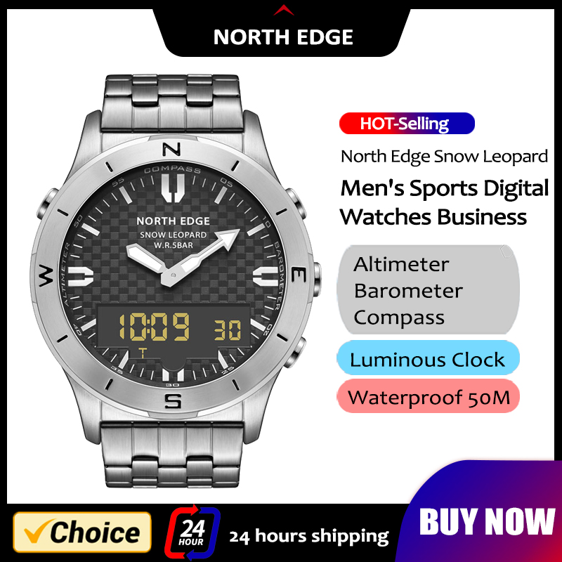 Compass Watch Luxury - NORTH EDGE 남성용 스포츠 디지털 시계