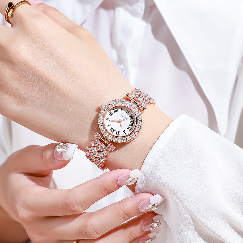 5PCS 럭셔리 라인스톤 여성용 시계 쥬얼리 세트 로마 - Luxury Watch Organizer 리뷰 및 가격