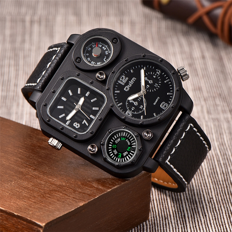 Oulm 클래식 블랙 캐주얼 시계 남성 스포츠 쿼츠 시 - Compass Watch Luxury 리뷰 및 가격