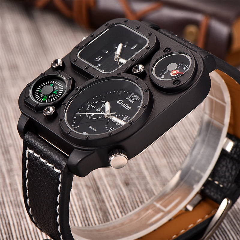Oulm 클래식 블랙 캐주얼 시계 남성 스포츠 쿼츠 시 - Compass Watch Luxury 리뷰 및 가격