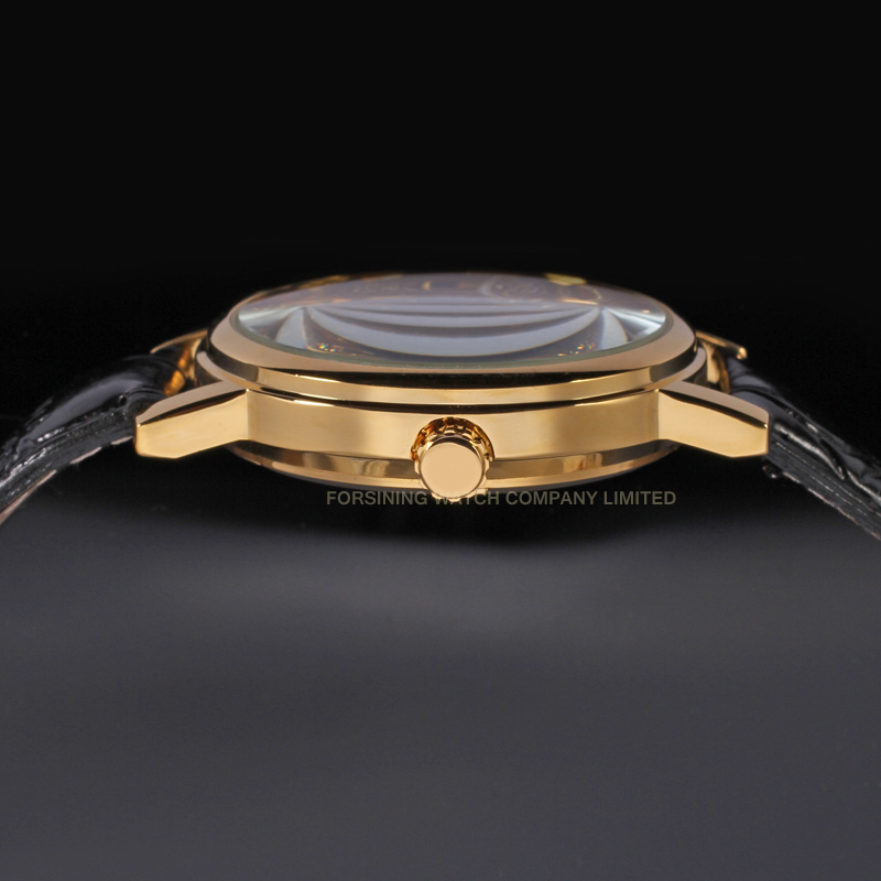 남성용 골든 스켈레톤 시계, 블랙 가죽 스트랩, 기계식 - Luxury Watch Nice 리뷰 및 가격
