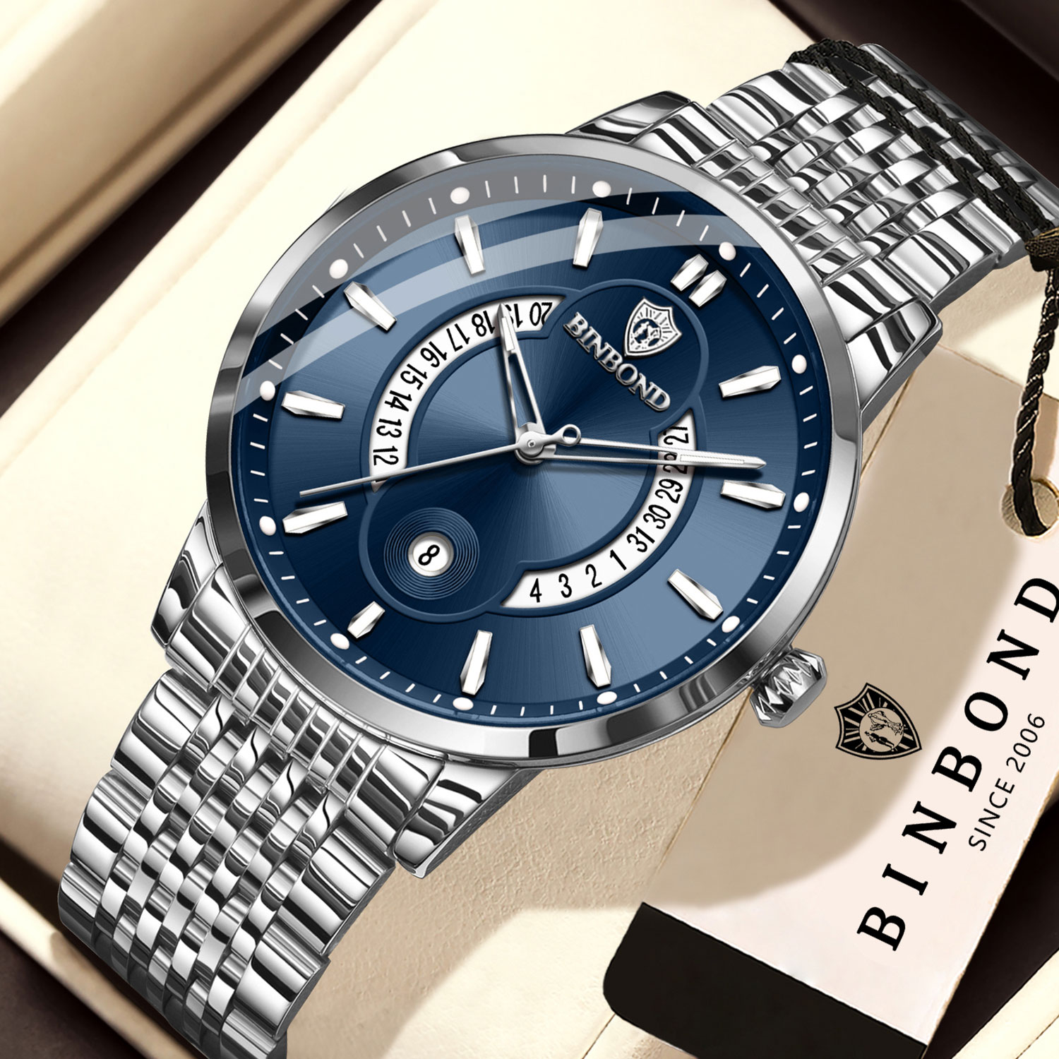 BINBOND 오리지널 발광 방수 오토 데이트 남성용  - Luxury Watch Organizer 리뷰 및 가격