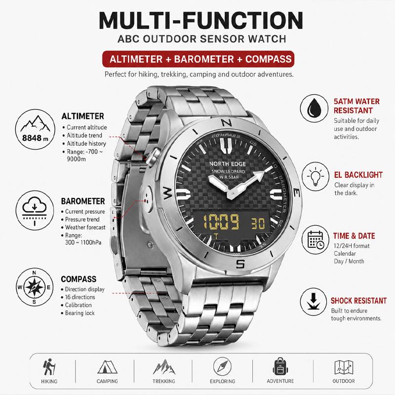 NORTH EDGE 남성용 스포츠 디지털 시계 방수 5 - Compass Watch Luxury 리뷰 및 가격